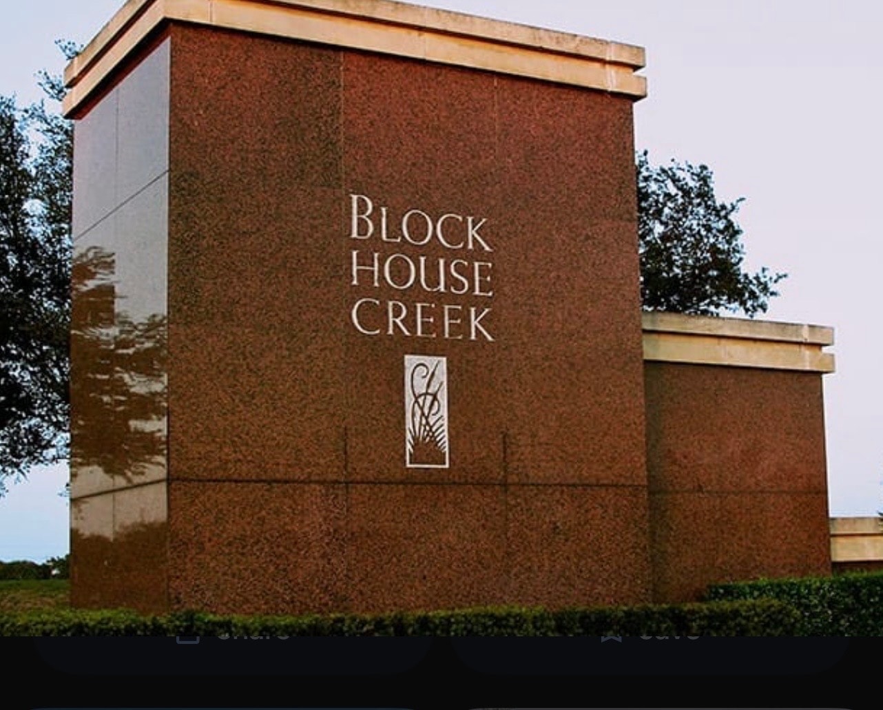 Block House Creek entrance pillars on Highway 183